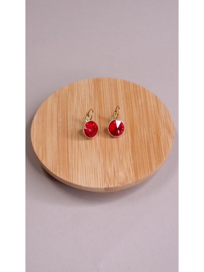 Σκουλαρίκια κρεμαστά με πέτρα -Κόκκινη