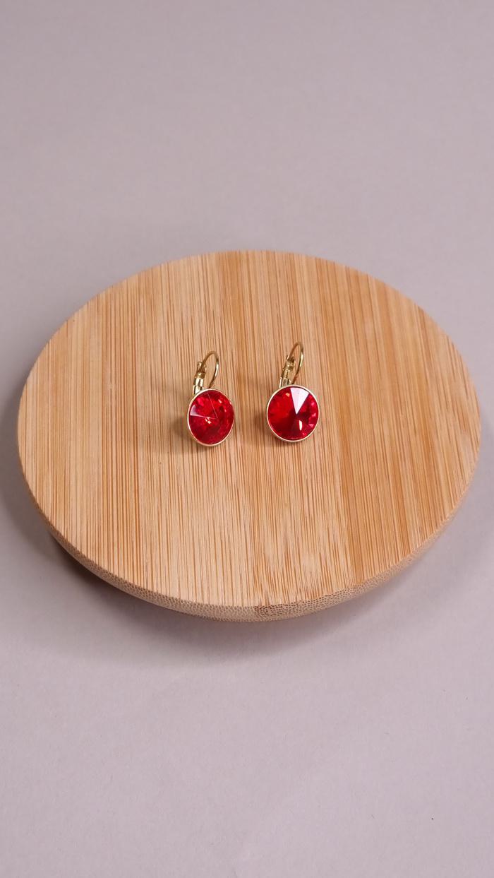 Σκουλαρίκια κρεμαστά με πέτρα -Μωβ σκούρο