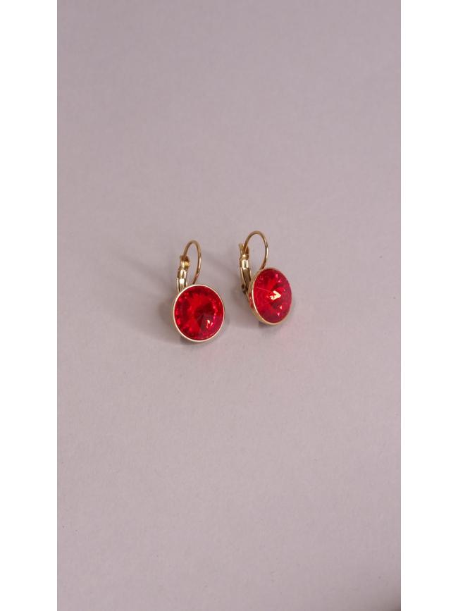 Σκουλαρίκια κρεμαστά με πέτρα -Κόκκινη