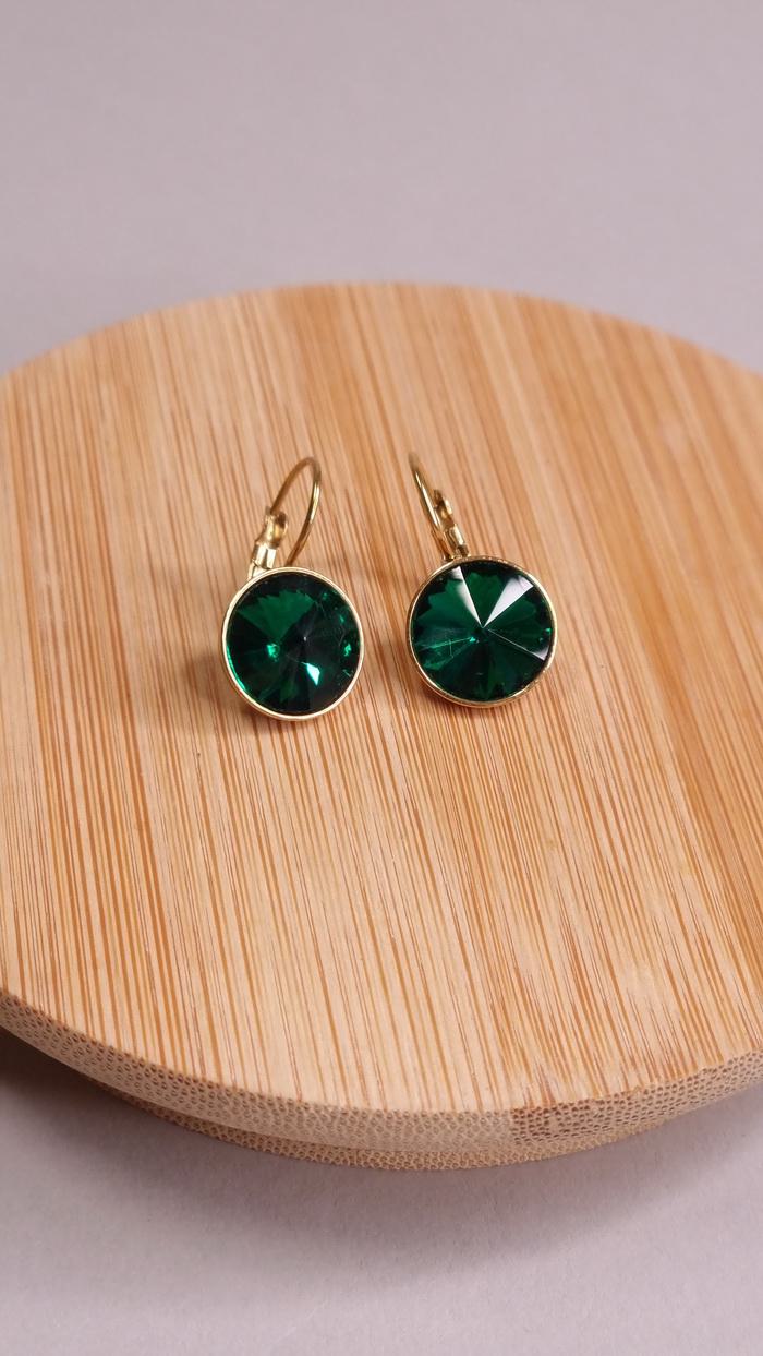 Σκουλαρίκια κρεμαστά με πέτρα -Μωβ σκούρο