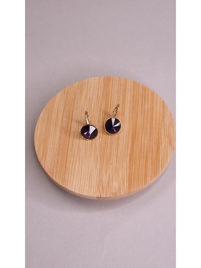 Σκουλαρίκια κρεμαστά με πέτρα -Μωβ σκούρο