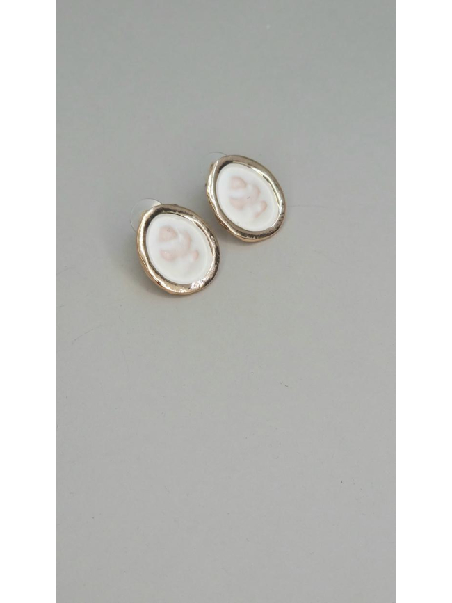 Σκουλαρίκια καρφωτά με πέτρα ρόζ - Χρυσό