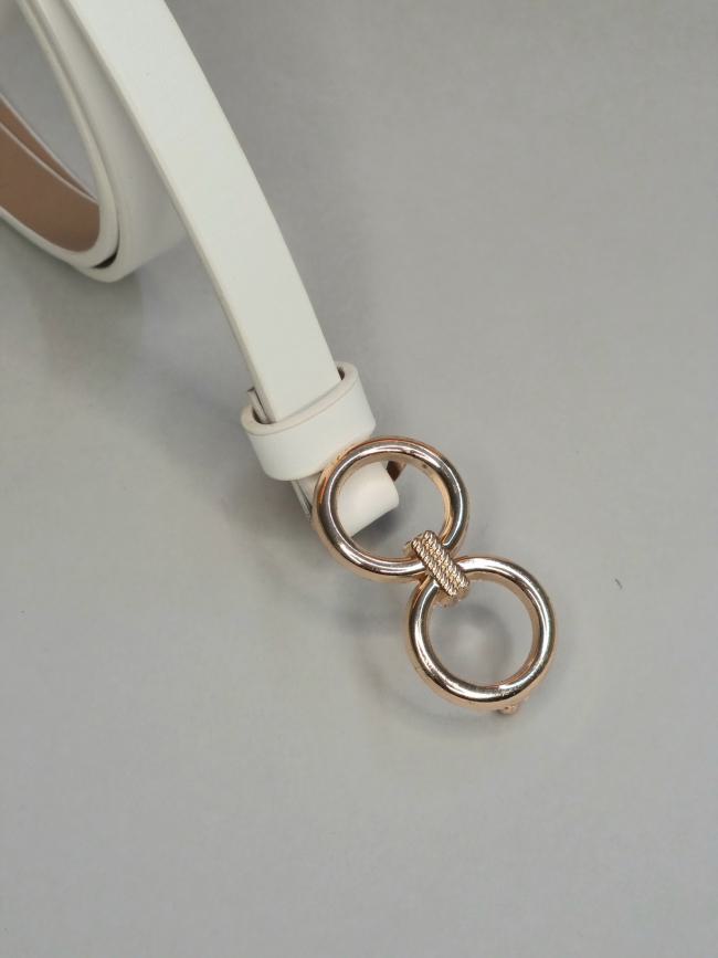 Ζώνη δερματίνη χρυσή αγκράφα-Λευκό