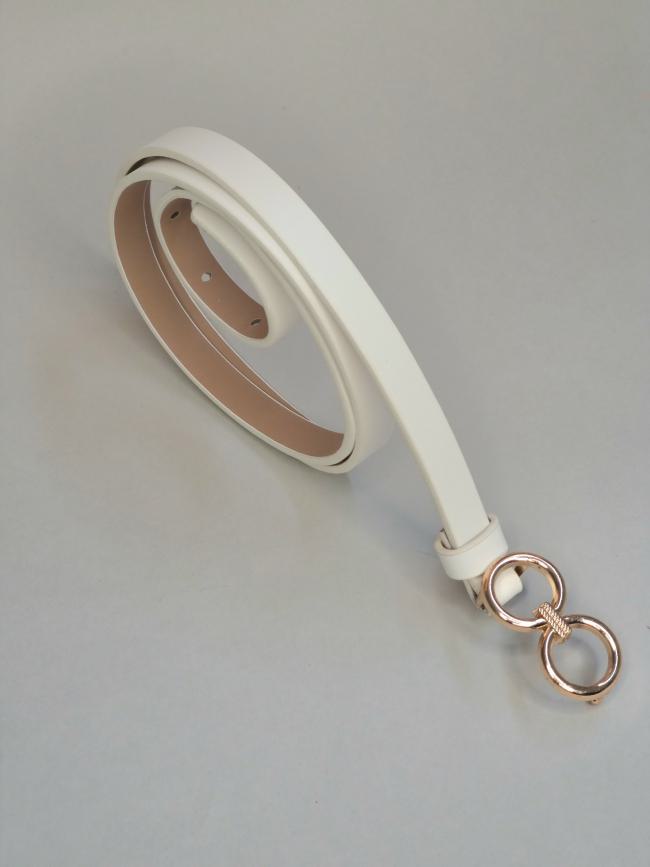 Ζώνη δερματίνη χρυσή αγκράφα-Λευκό