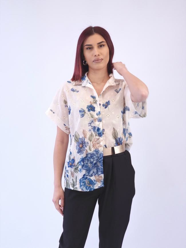 Πουκάμισο κιπούρ φλοράλ - Εκρού