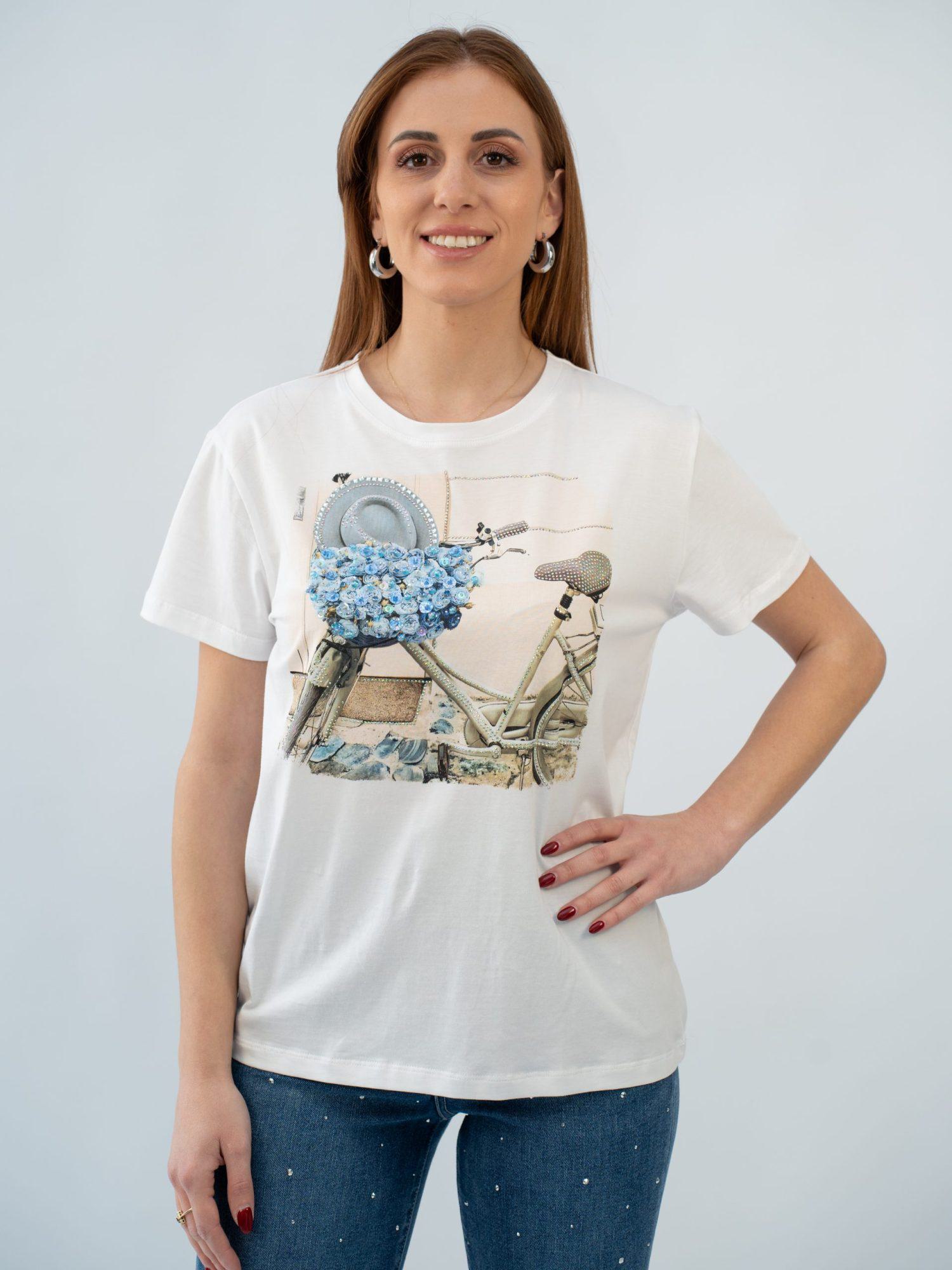 Μπλούζα κοντομάνικη καπέλο πορτοκαλί-Λευκό