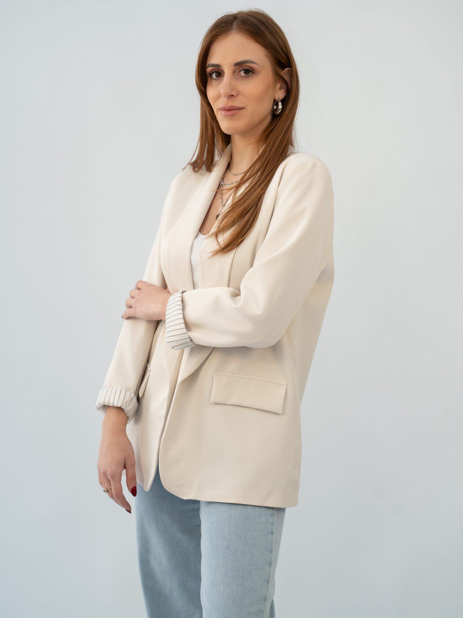 Σακάκι φόδρα ρίγα-Ρόζ