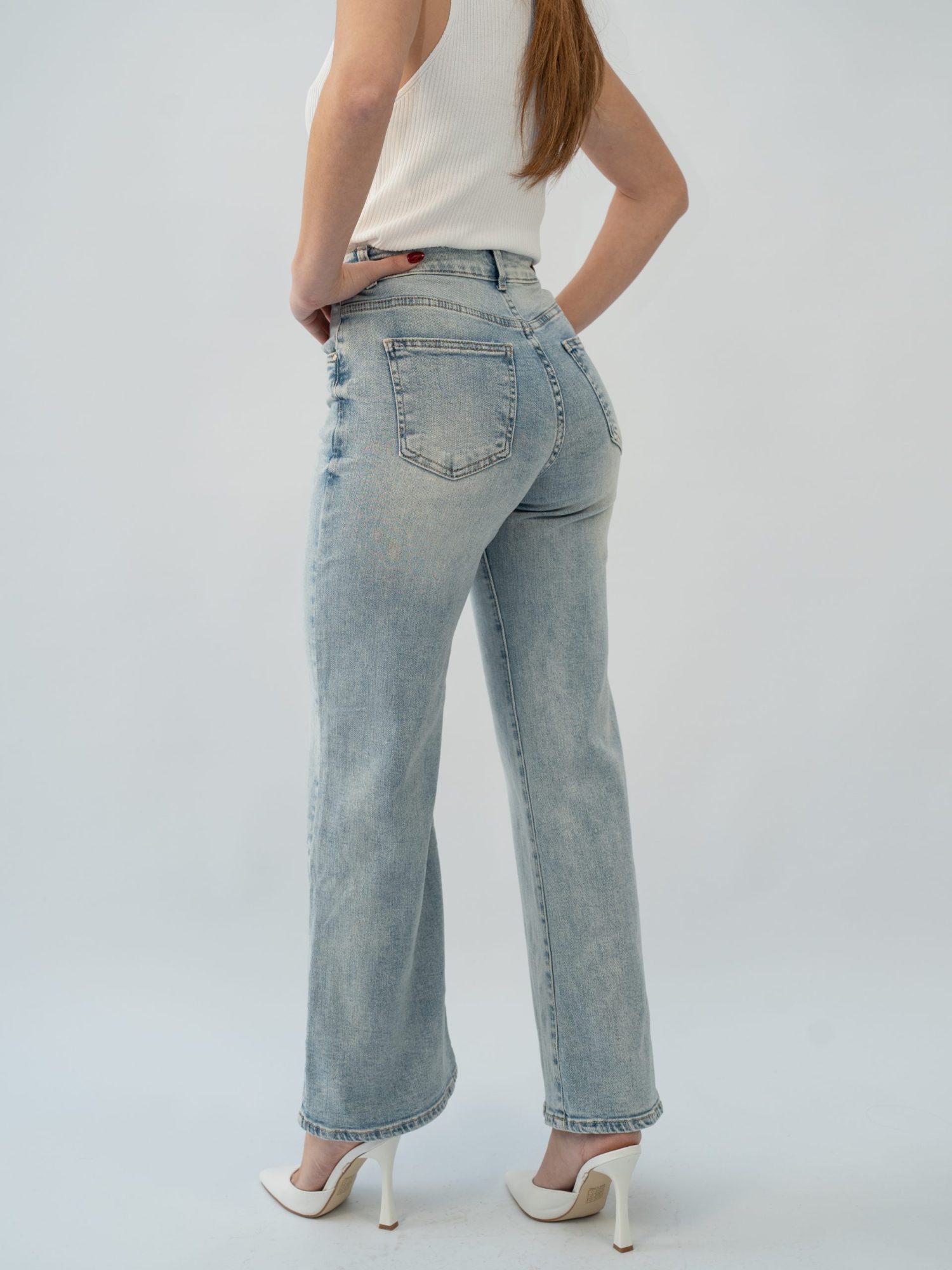 Τζίν Παντελόνι ψηλόμεσο κουμπιά στρας - Μπλέ Τζίν Παντελόνι ψηλόμεσο κουμπιά στρας - Μπλέ