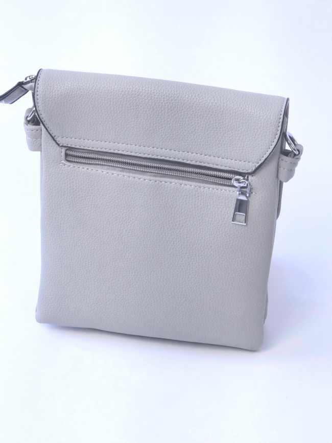 Τσάντα χιαστί λεπτομέρεια ασημί - Γκρί