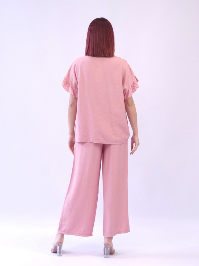 Παντελόνι με λάστιχο-Ρόζ ανοιχτό