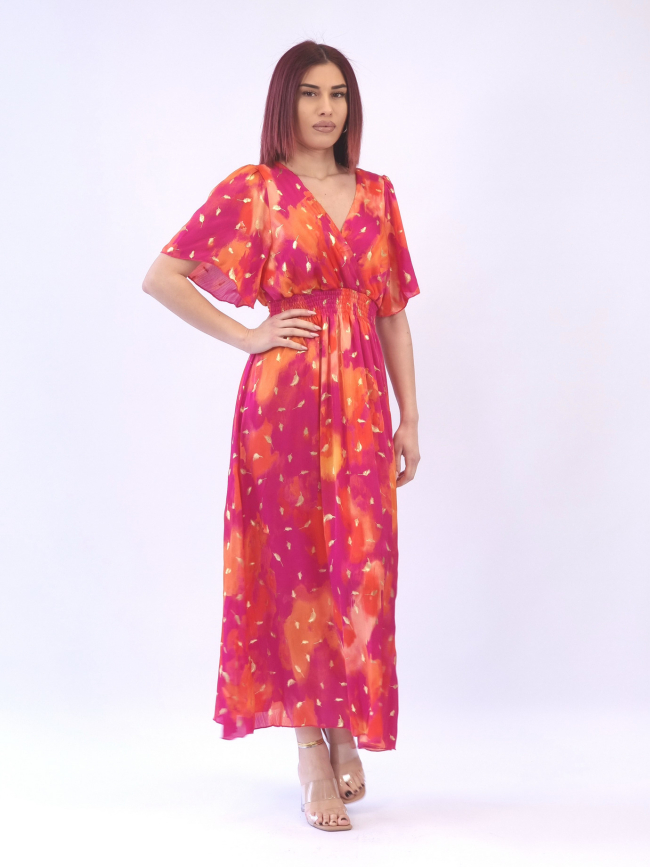 Φόρεμα μάξι με λάστιχο -Ματζέντα