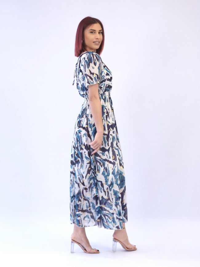 Φόρεμα μάξι φλοράλ -Μπλέ γκρί