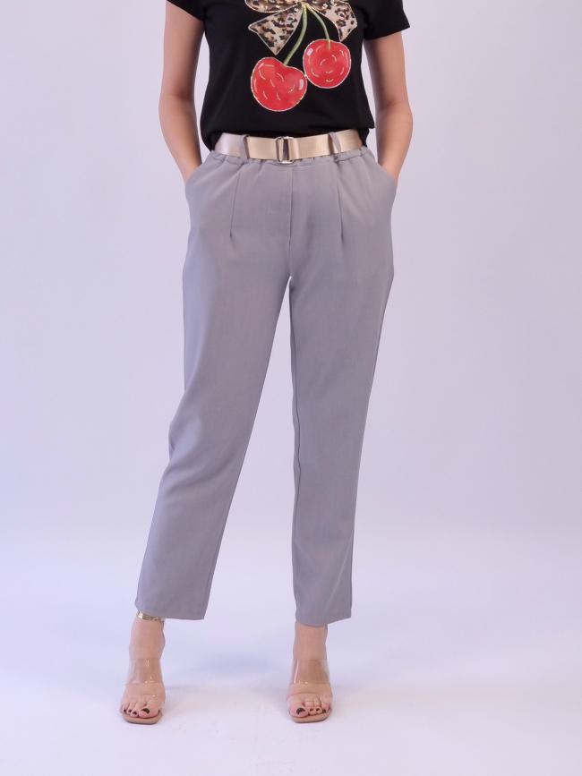 Παντελόνι υφασμάτινο με ζώνη -Γκρί