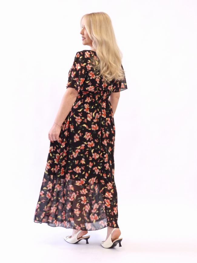 Φόρεμα μάξι φλοράλ -Μαύρο