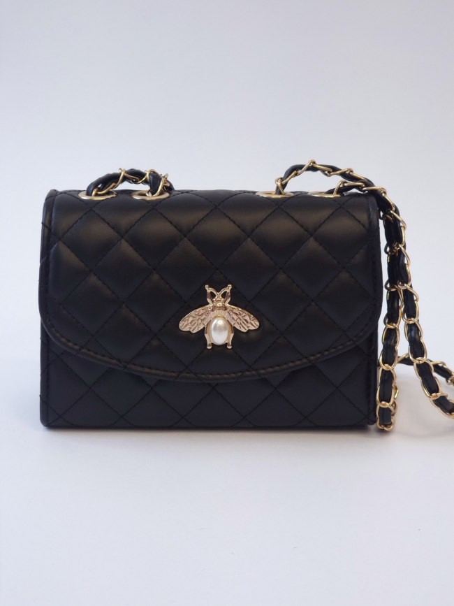 Τσάντα καπιτονέ μέλισσα - Μαύρο