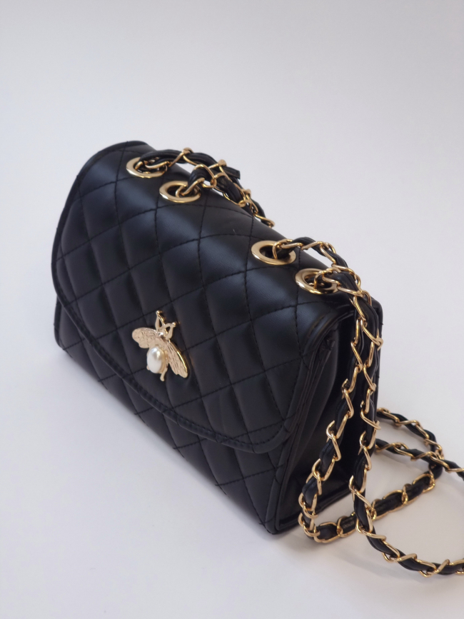 Τσάντα καπιτονέ μέλισσα - Μαύρο