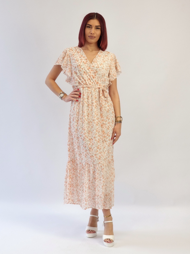 Φόρεμα μάξι κρουαζέ φλοράλ-Μαύρο