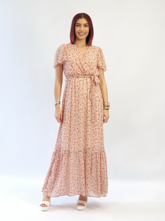 Φόρεμα μάξι κρουαζέ φλοράλ-Μαύρο