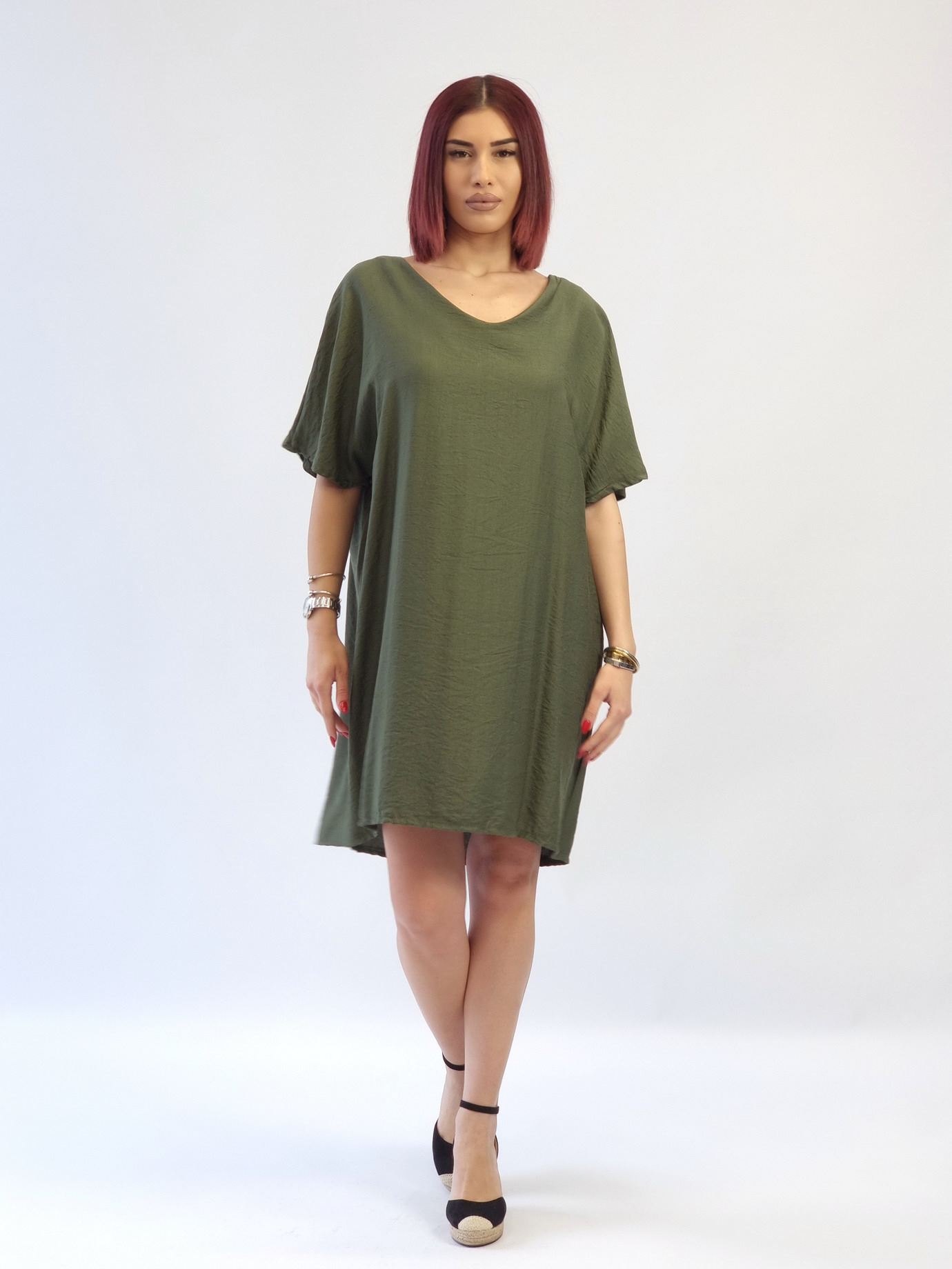 Μπλουζοφόρεμα με κορδέλα-Χακί