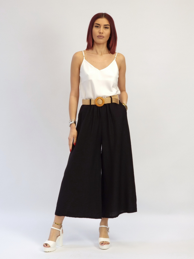 Ζιπ κιλότ βισκόζη με λάστιχο-Μπλε σκούρο