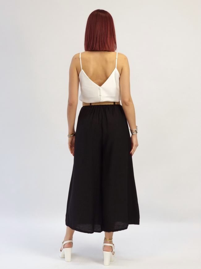 Ζιπ κιλότ βισκόζη με λάστιχο-Μπλε σκούρο