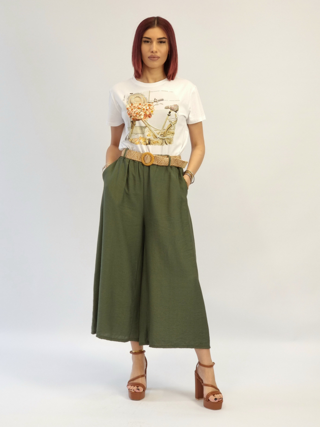 Ζιπ κιλότ βισκόζη με λάστιχο-Μπλε σκούρο