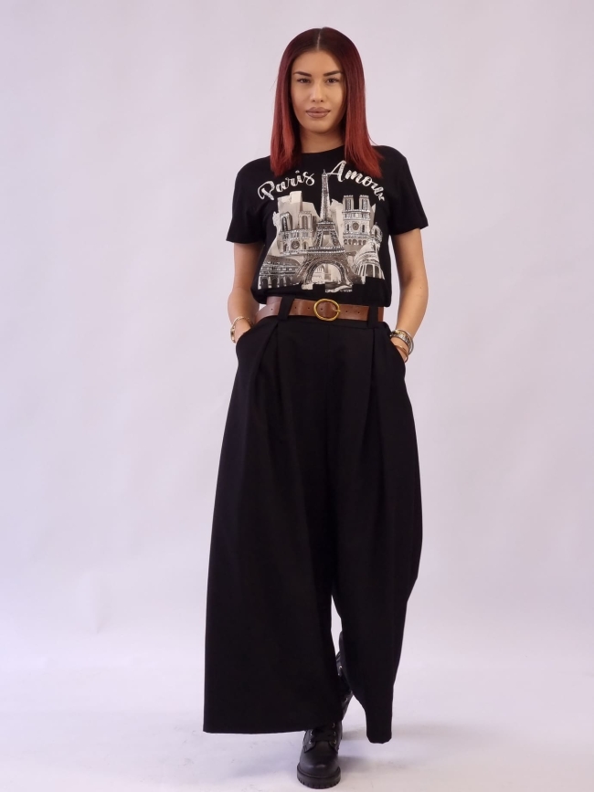 Παντελόνα με ζώνη-Μαύρο