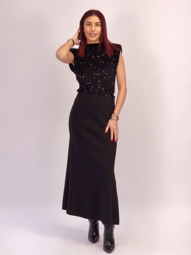 Φούστα Μάξι Με Λάστιχο - Μαύρο Φούστα Μάξι Με Λάστιχο - Μαύρο