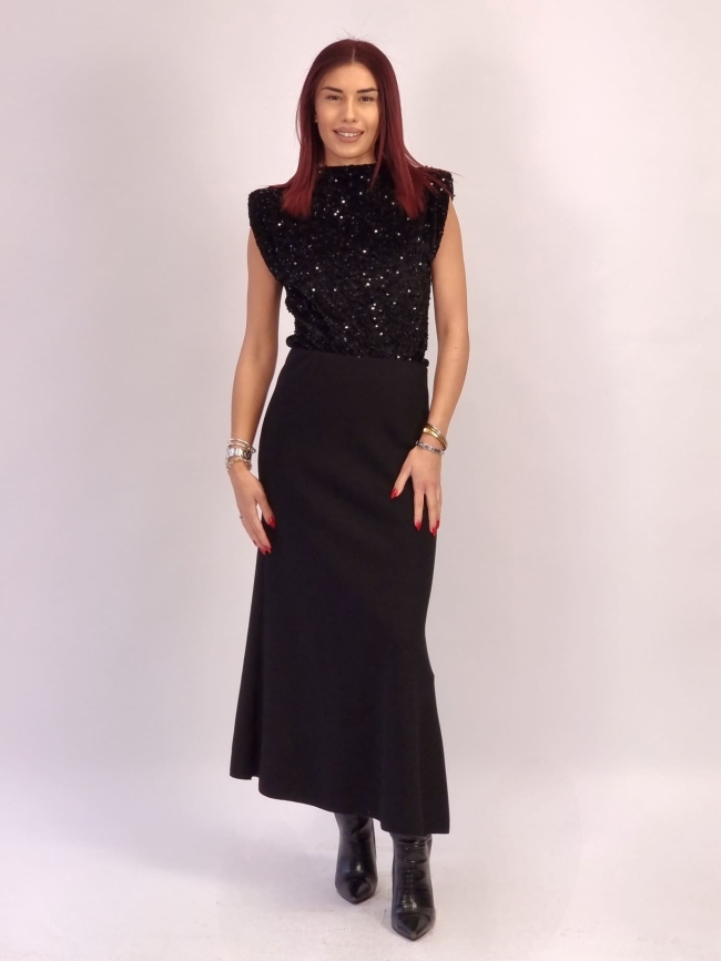 Φούστα Μάξι Με Λάστιχο - Μαύρο