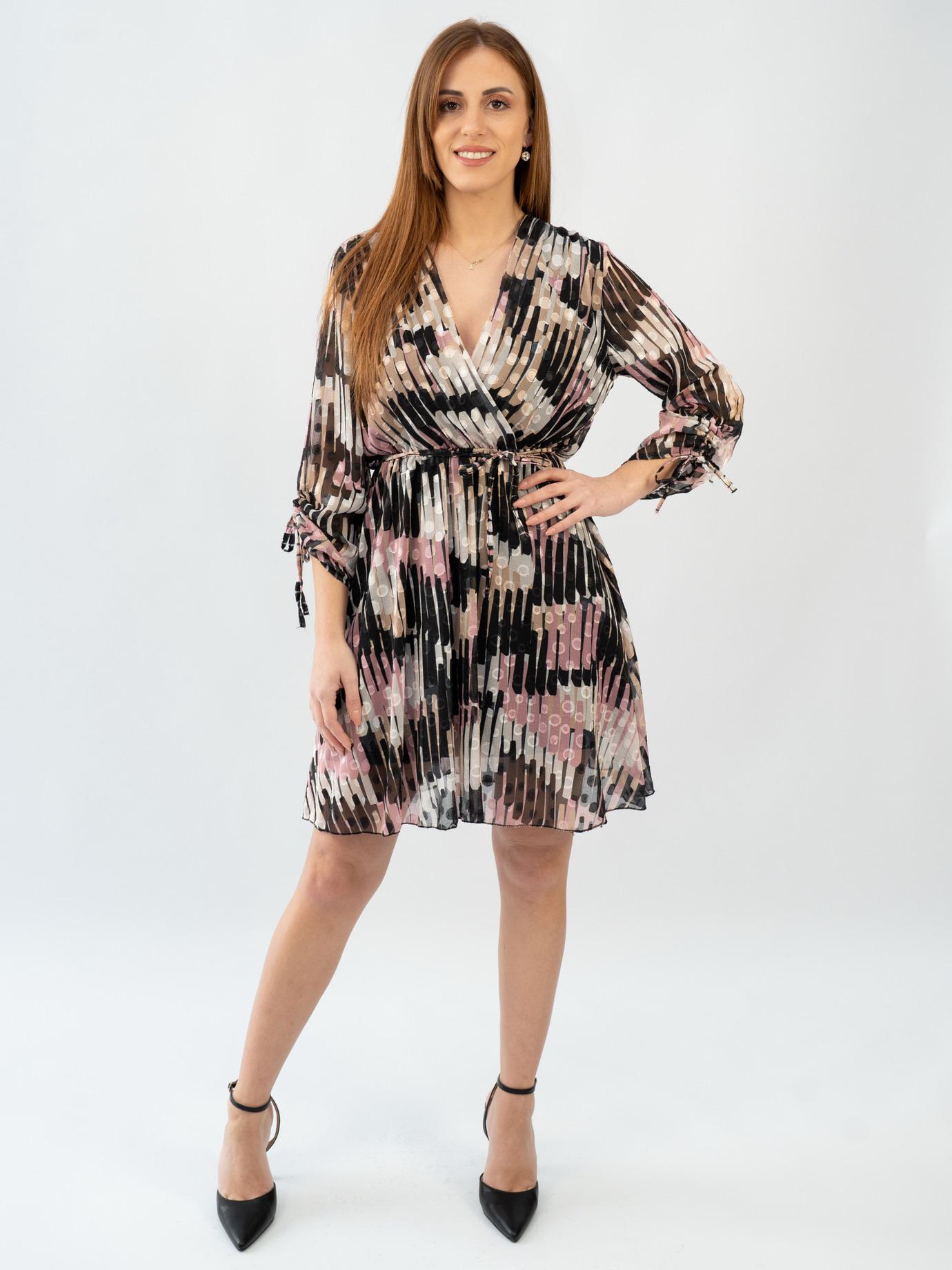 Φόρεμα mini κρουαζέ -Εμπριμέ