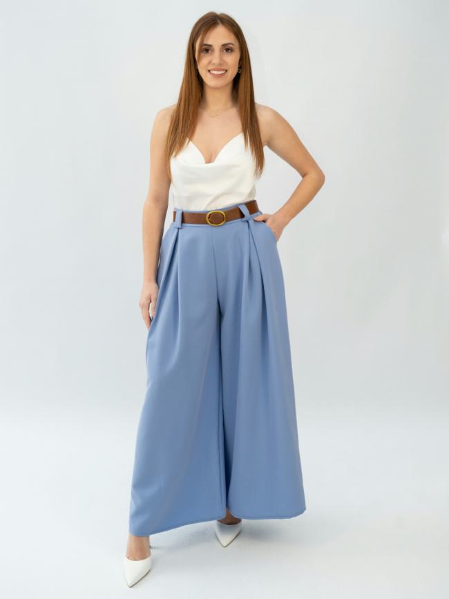 Παντελόνα με ζώνη-Μπλέ ίντιγκο