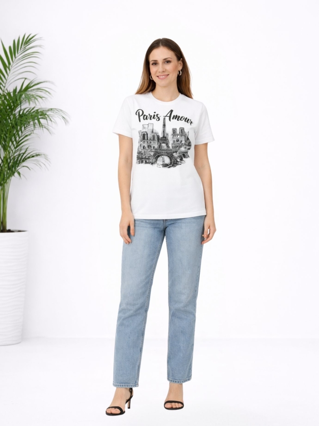 Μπλούζα Βαμβακερή Κοντομάνικη Paris-Μαύρο Μπλούζα Βαμβακερή Κοντομάνικη Paris-Μαύρο