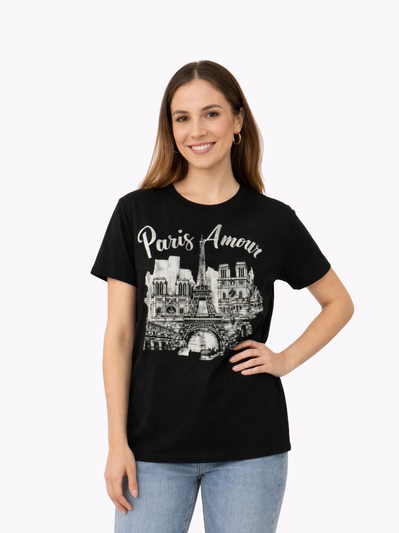 Μπλούζα Βαμβακερή Κοντομάνικη Paris-Μαύρο Μπλούζα Βαμβακερή Κοντομάνικη Paris-Μαύρο