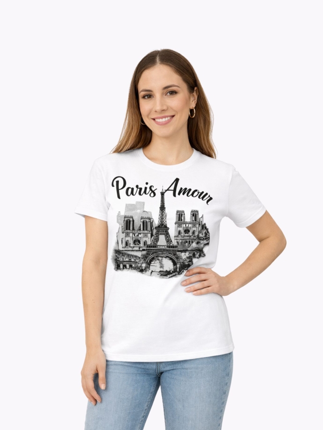 Μπλούζα Βαμβακερή Κοντομάνικη Paris-Μαύρο Μπλούζα Βαμβακερή Κοντομάνικη Paris-Μαύρο