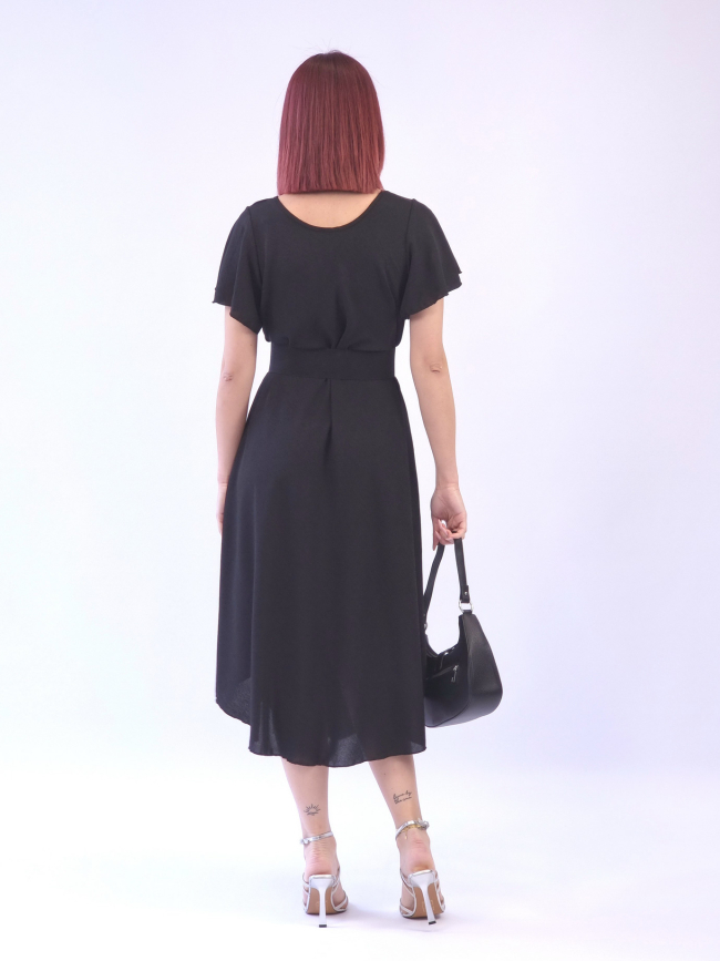 Φόρεμα βολάν στο μανίκι-Μαύρο