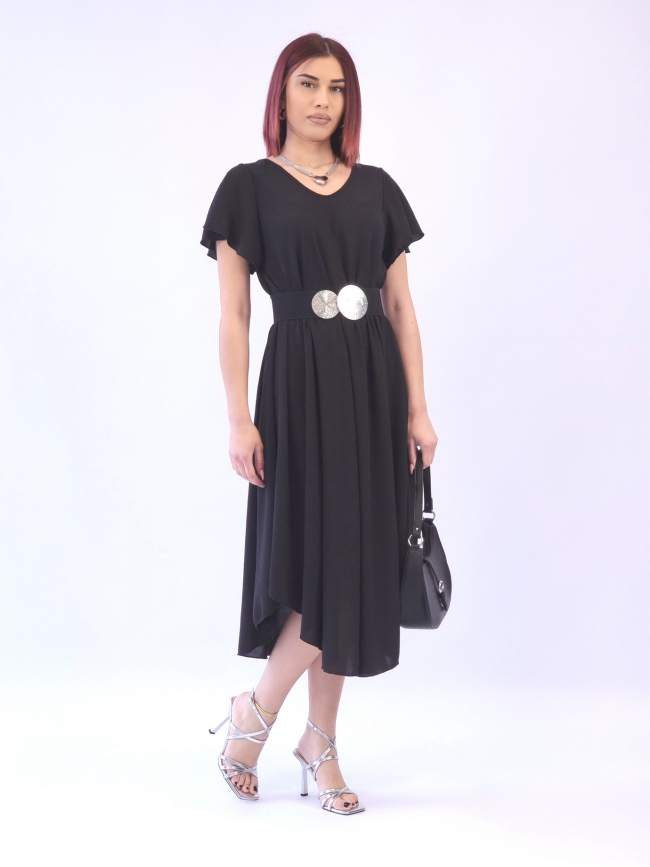 Φόρεμα βολάν στο μανίκι-Μαύρο