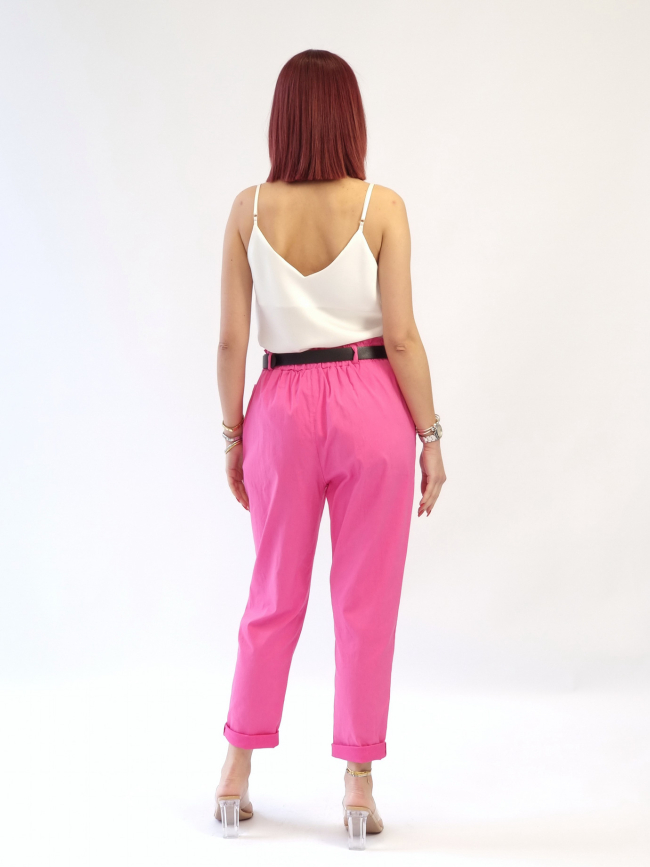 Παντελόνι βισκόζη ελαστικό με ζώνη-Φούξια