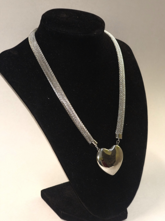 Κολιέ Ατσάλι Μεγάλη Καρδιά - Ασημί