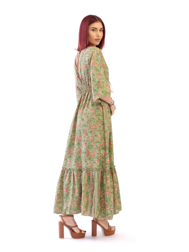 Φόρεμα μάξι λάστιχο και κουμπιά-Βεραμάν