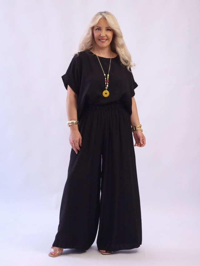 Σετ oversized μπλούζα παντελόνα-Μαύρο