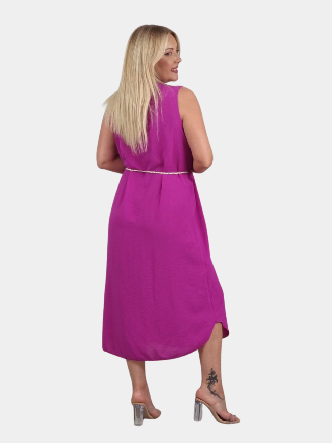 Φόρεμα μίντι με ανοίγματα-Μαντζέντα