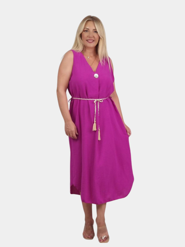 Φόρεμα μίντι με ανοίγματα-Μαντζέντα