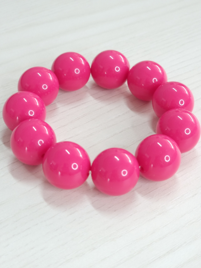 Βραχιόλι ελαστικό με χάντρες-Φούξια