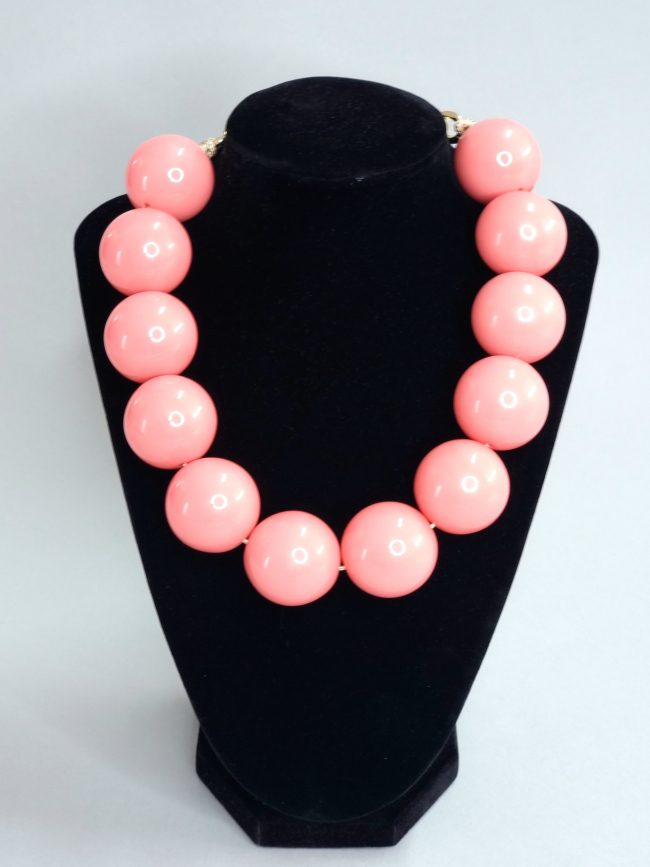 Κολιέ μεγάλες γυαλιστερές χάντρες-Κοραλί