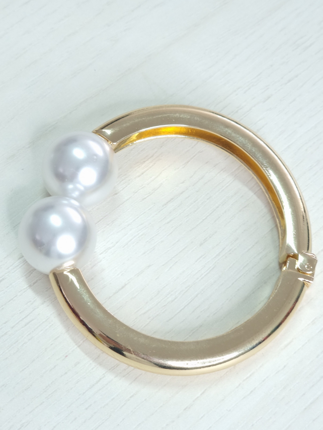 Βραχιόλι χειροπέδα ατσάλι με διπλή πέρλα