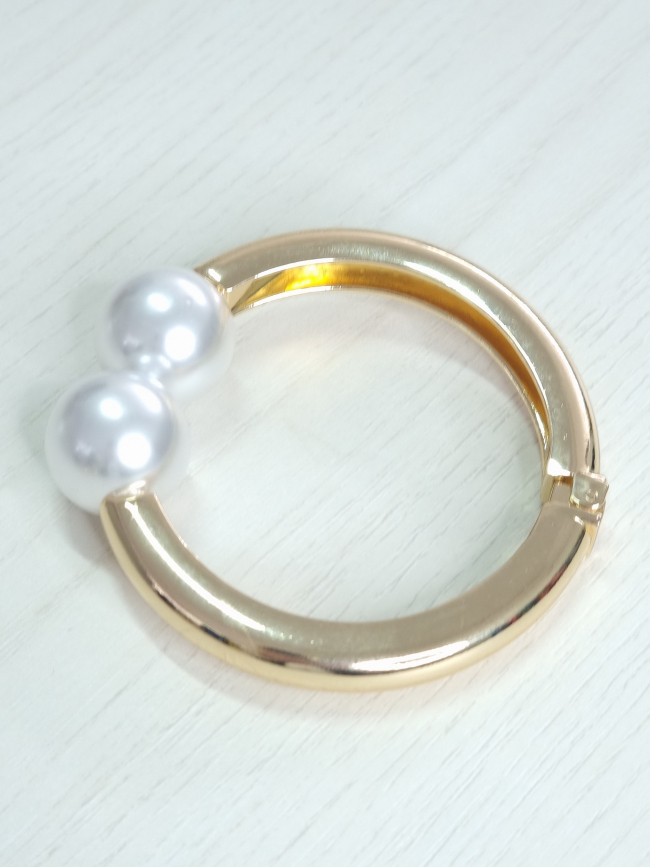 Βραχιόλι χειροπέδα ατσάλι με διπλή πέρλα