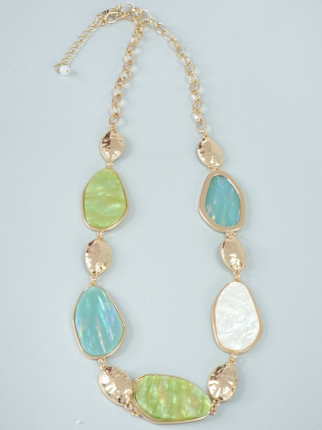 Κολιέ μακρύ βεραμάν πέτρες ρητίνη