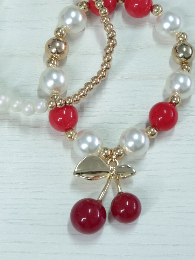 Βραχιόλι ελαστικό διπλό κεράσια 2τεμ