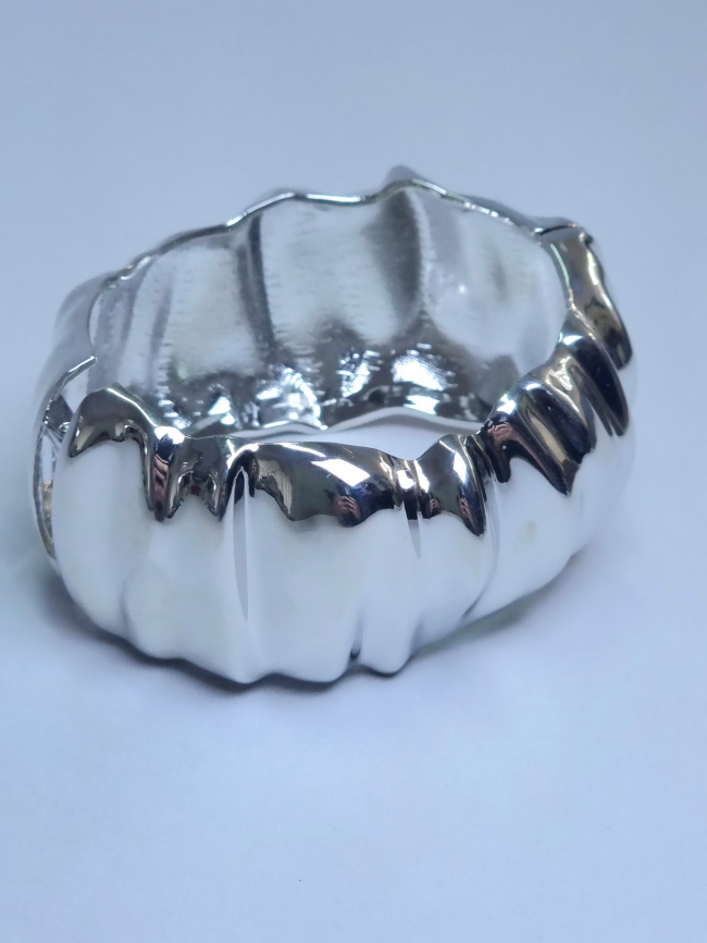 Βραχίολι ατσάλι ασημί μανσέτα zic zac