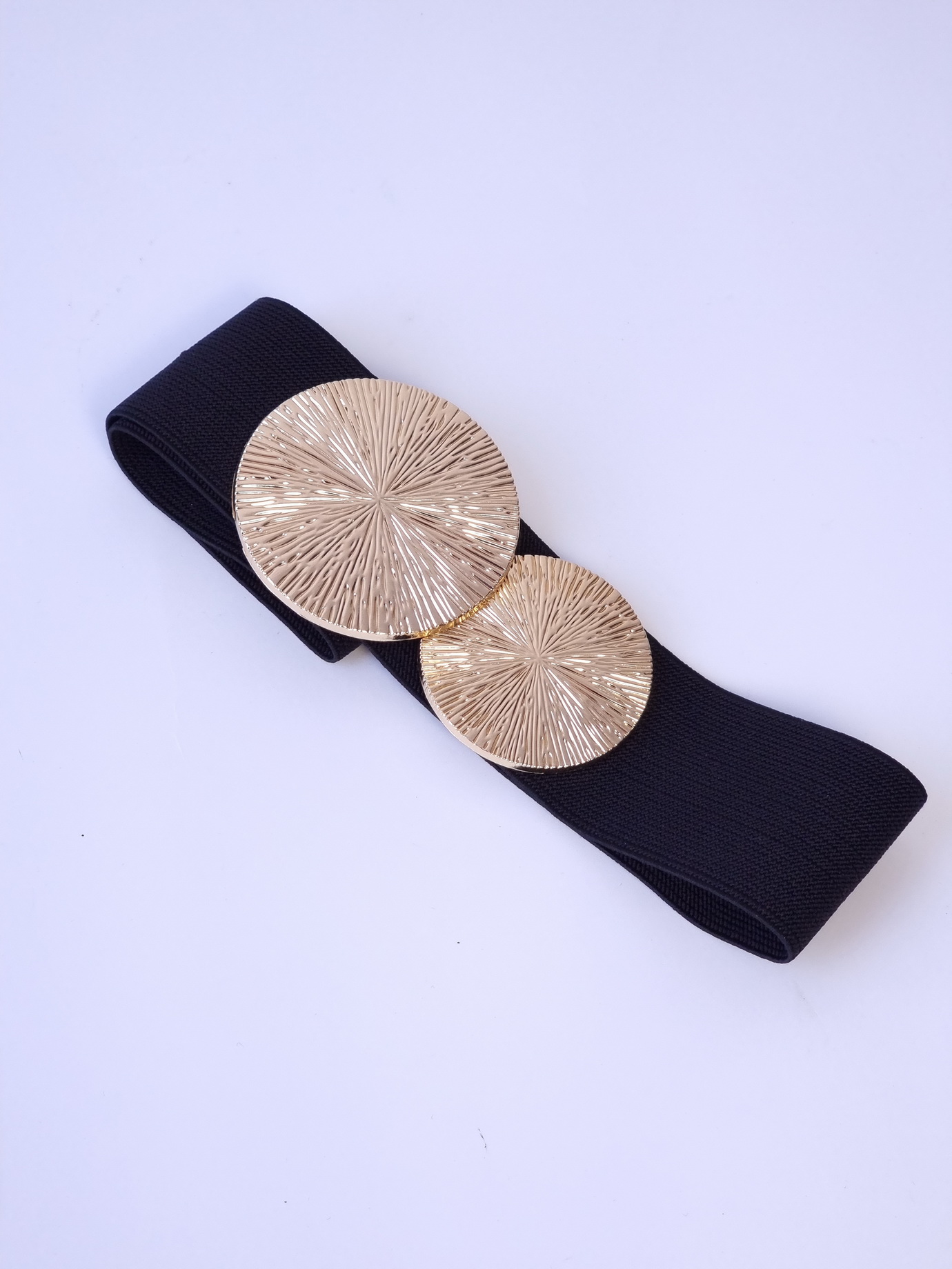 Ζώνη ελαστική μεγάλο χρυσό τοκά -Μαύρο